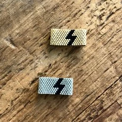 Marci Bencomo Beaded Ring Lighting Bolt Silver With Black