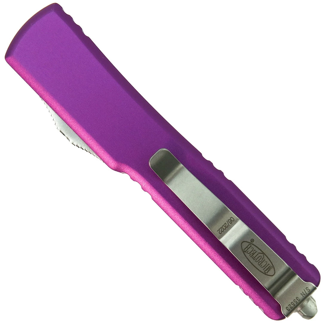 Microtech Violet Contoured UTX70 OTF Knife, Stonewash Blade 2 Microtech Violet Contoured UTX70 OTF Knife, Stonewash Blade - Image 2