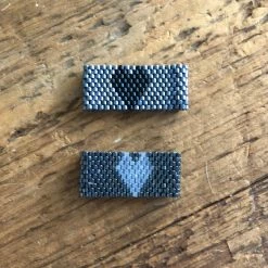 Marci Bencomo Beaded Heart Rings Grey