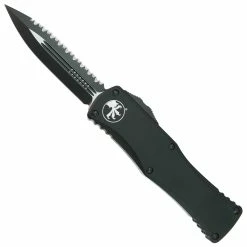 Microtech Black Tactical Hera OTF Knife, Black Serrated Dagger Blade