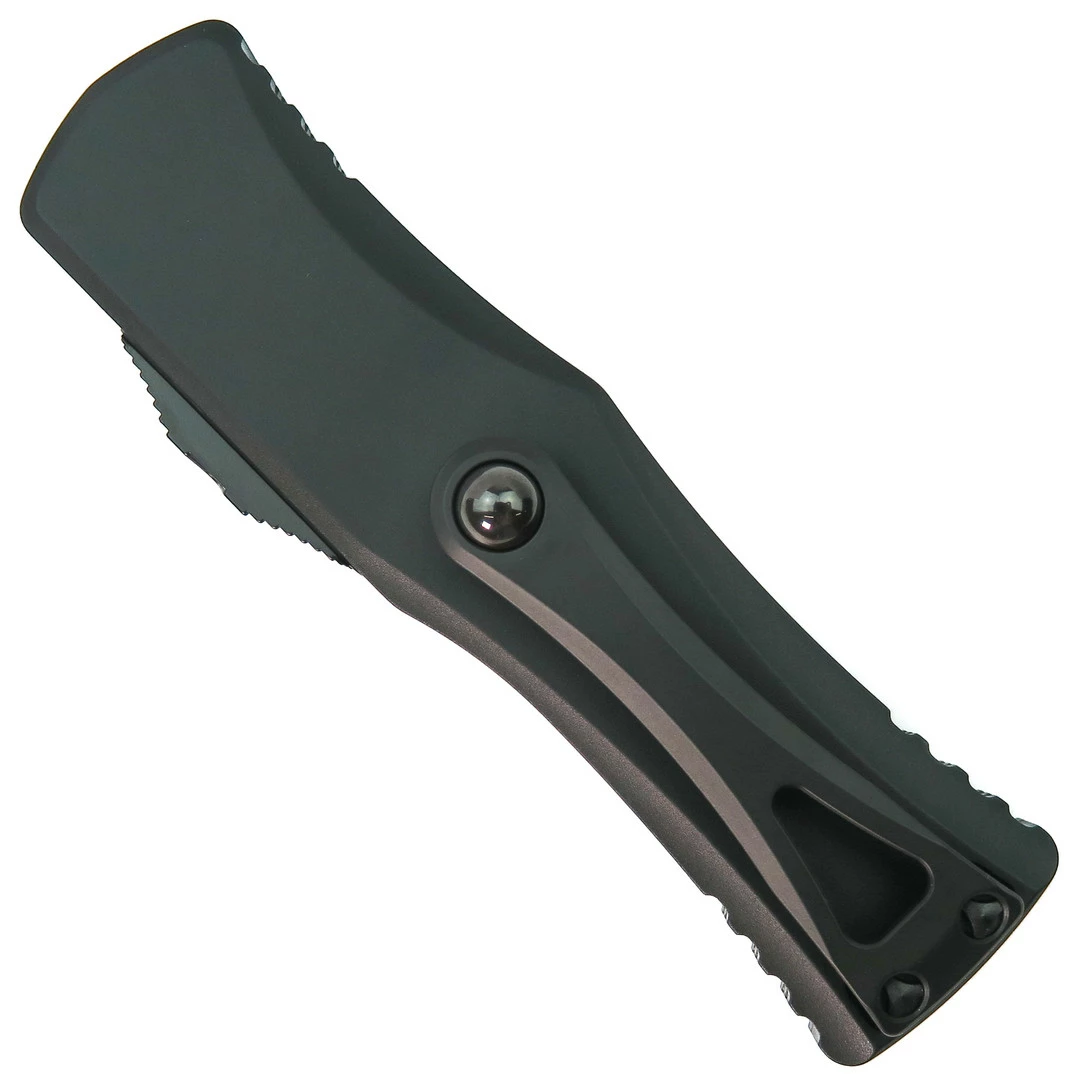 Microtech Black Tactical Hera OTF Knife, Black Serrated Dagger Blade - Image 2