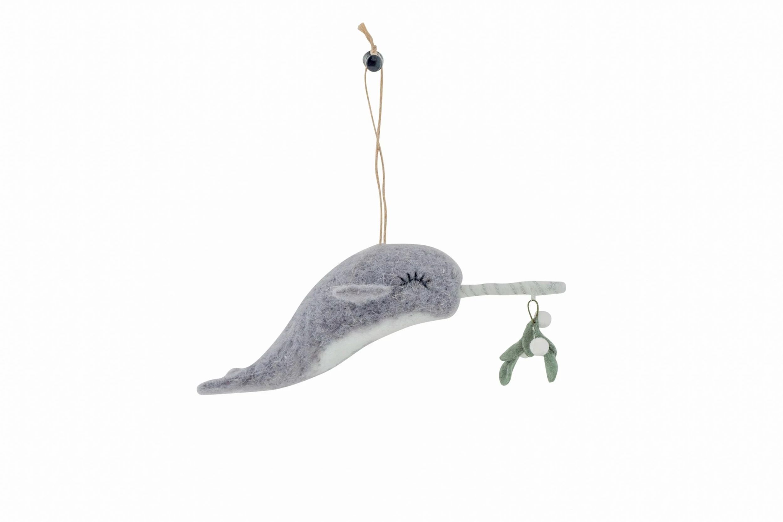 Holly Socrates Narwhal With Mistletoe Ornament