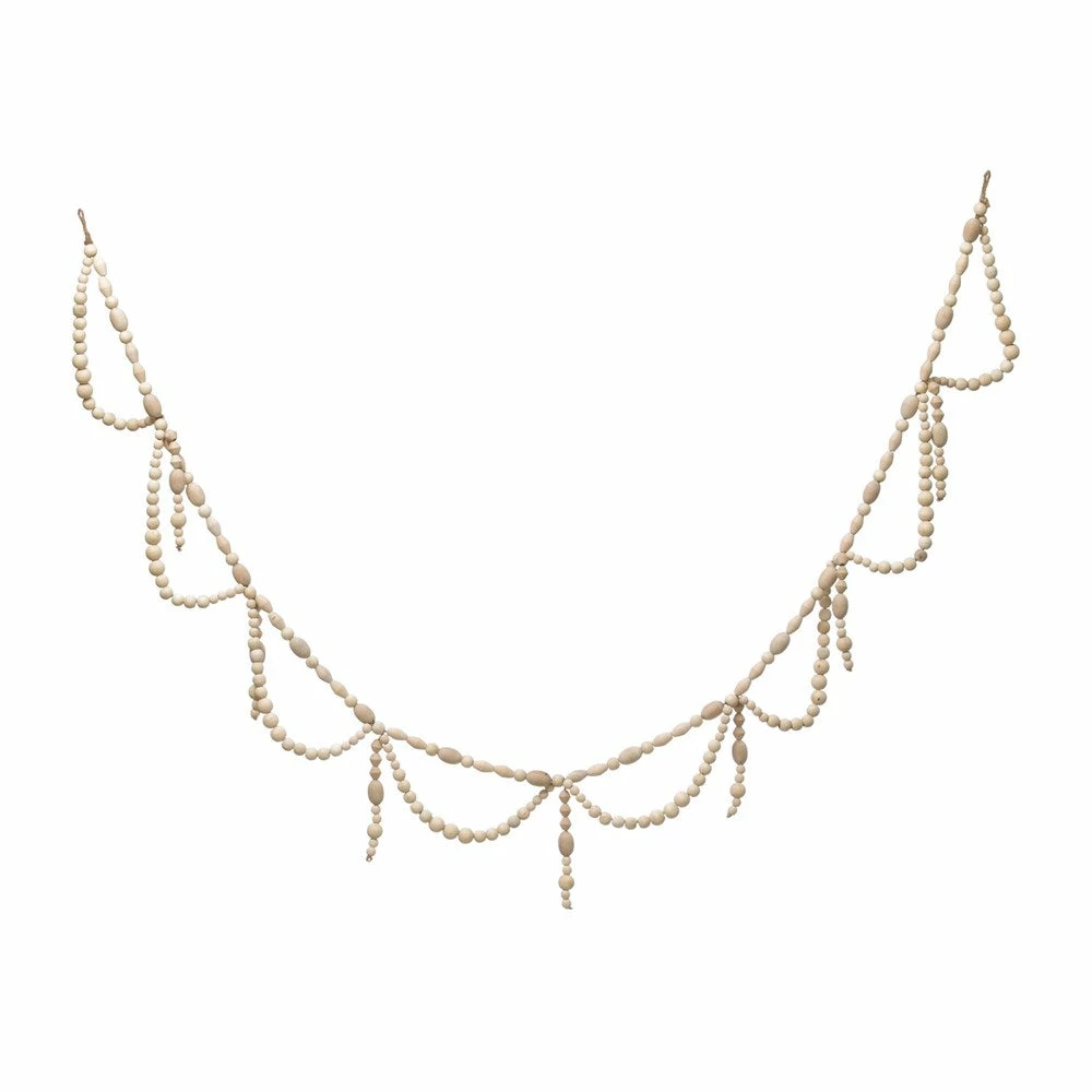 Holly Socrates Paulownia Wood Bead Swag Garland