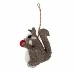 Ten Thousand Villages Happy Squirrel Felt Ornament