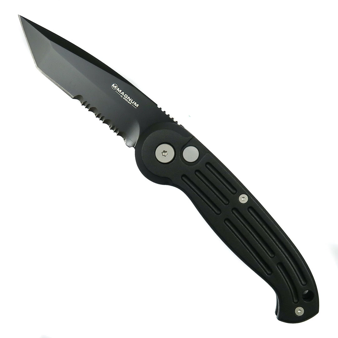Boker Magnum Black SpeedMaster Auto Knife, Black Tanto Combo Blade 1 Boker Magnum Black SpeedMaster Auto Knife, Black Tanto Combo Blade