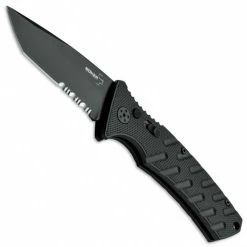 Boker Plus Strike Tanto Auto Knife, D2 Black Combo Blade