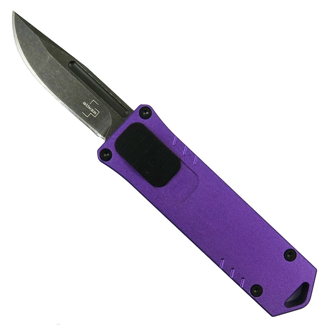 Boker Plus Purple USB OTF Auto Knife, Black Stonewash D2 Blade 1 Boker Plus Purple USB OTF Auto Knife, Black Stonewash D2 Blade