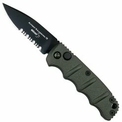 Boker Grey Mini Kalashnikov Auto Knife, D2 Black Combo Blade