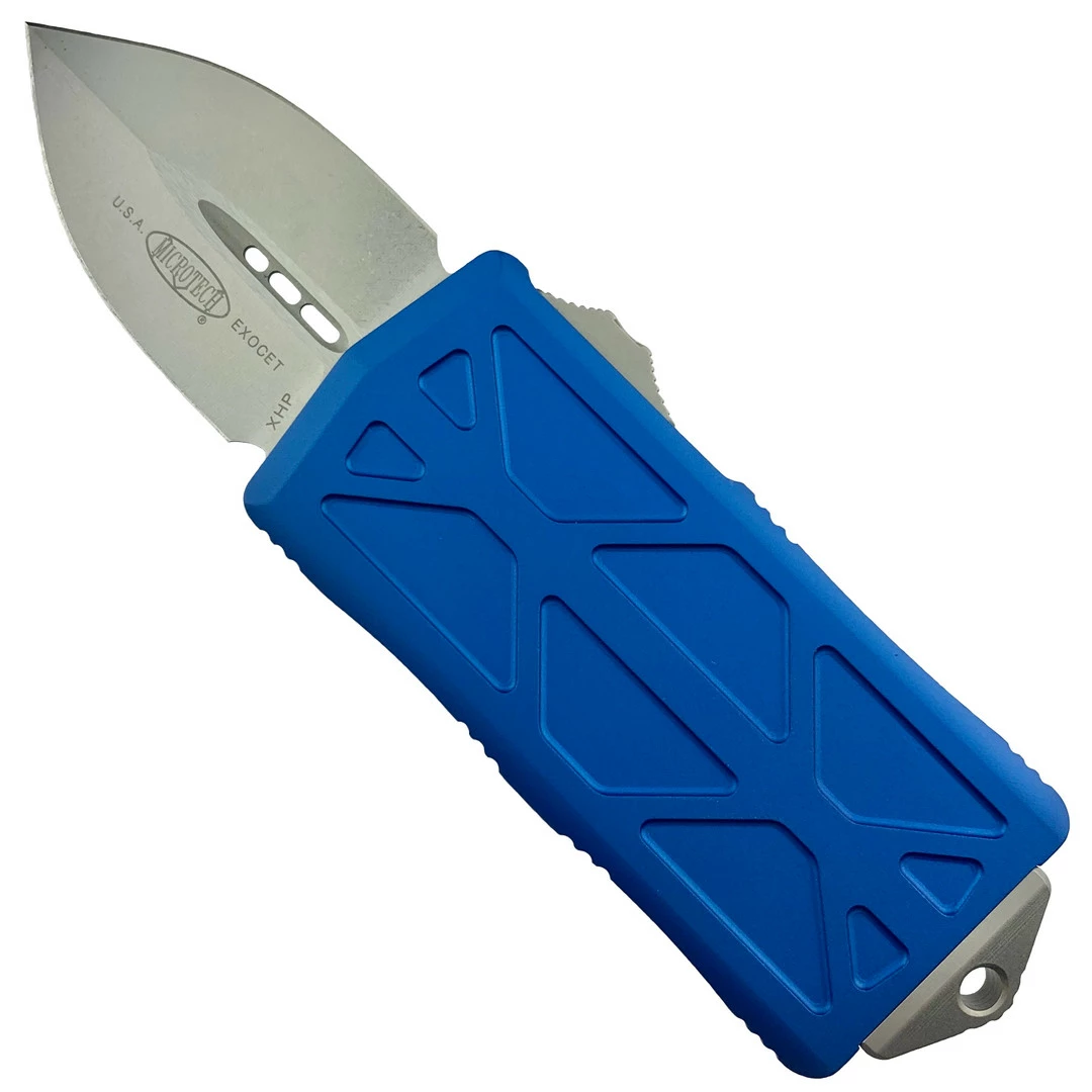 Microtech Blue Exocet OTF Auto Knife, Stonewash Blade 1 Microtech Blue Exocet OTF Auto Knife, Stonewash Blade