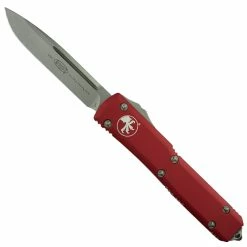 Microtech Red Ultratech OTF Auto Knife, Stonewash Blade