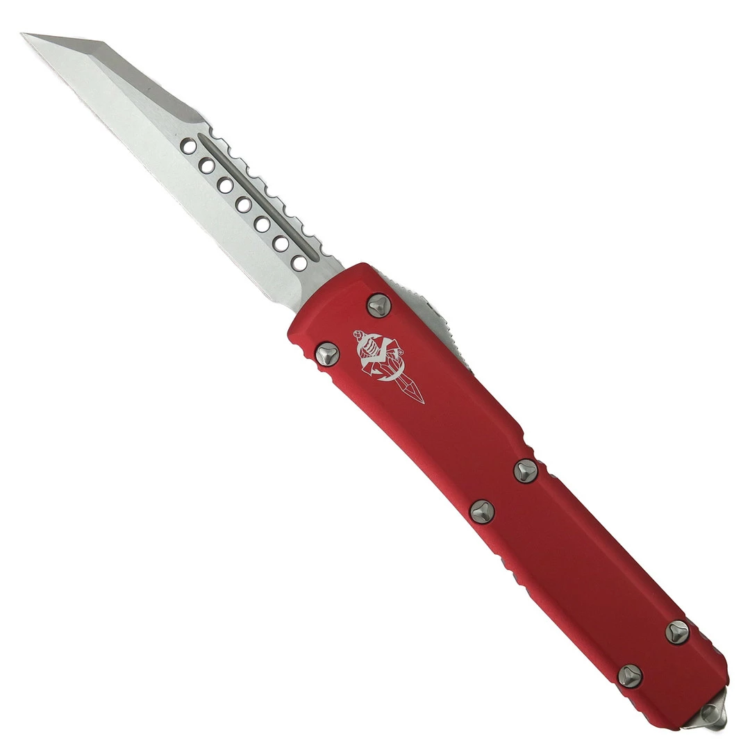 Microtech Red Signature Series Warhound Ultratech OTF, Stonewash Blade 1 Microtech Red Signature Series Warhound Ultratech OTF, Stonewash Blade