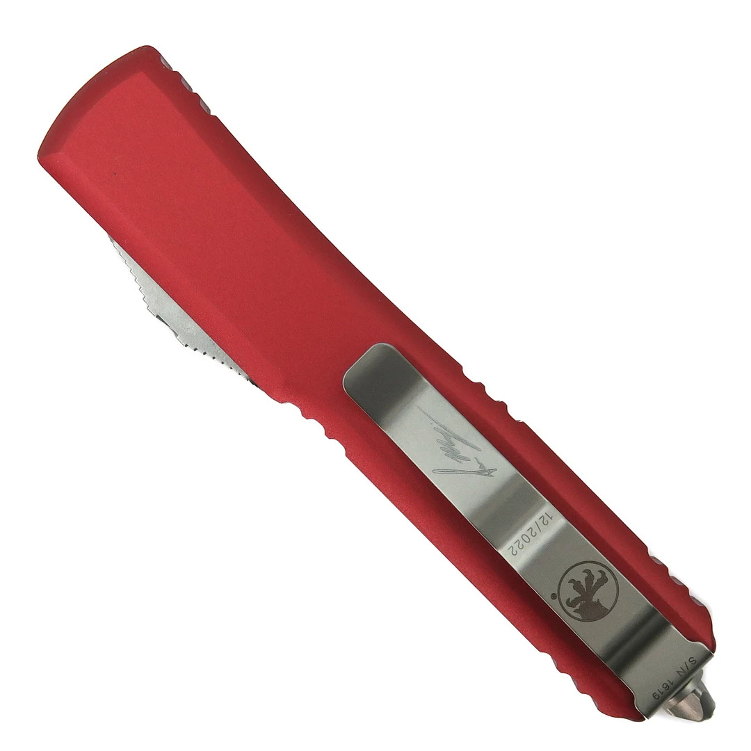 Microtech Red Signature Series Warhound Ultratech OTF, Stonewash Blade 2 Microtech Red Signature Series Warhound Ultratech OTF, Stonewash Blade - Image 2