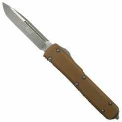 Microtech Signature Series Tan G10/Black Alumnium Ultratech OTF Auto Knife, Apocalyptic Blade