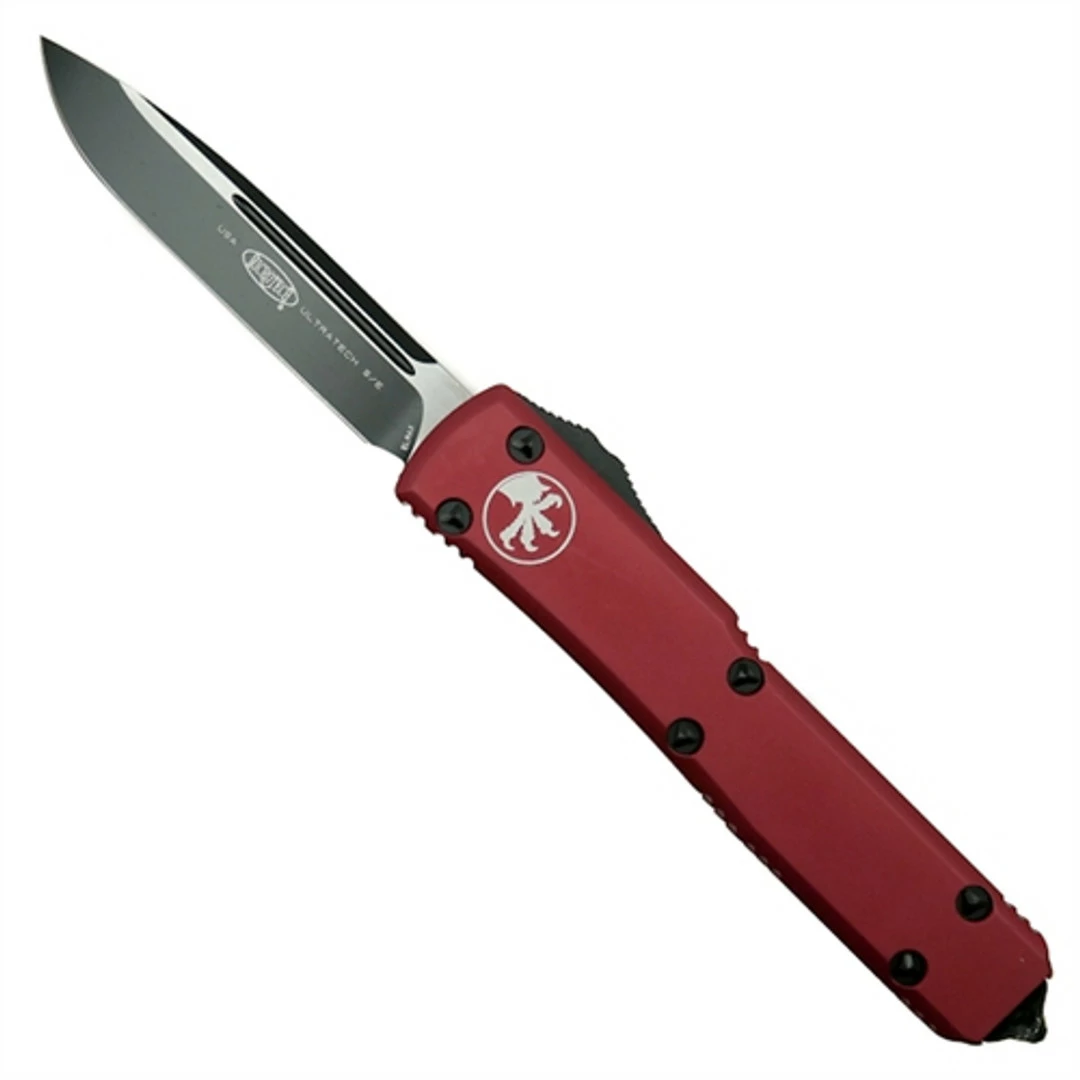 Microtech 121-1CCRD Red Contoured Ultratech S/E OTF Auto Knife, Black Blade 1 Microtech 121-1CCRD Red Contoured Ultratech S/E OTF Auto Knife, Black Blade