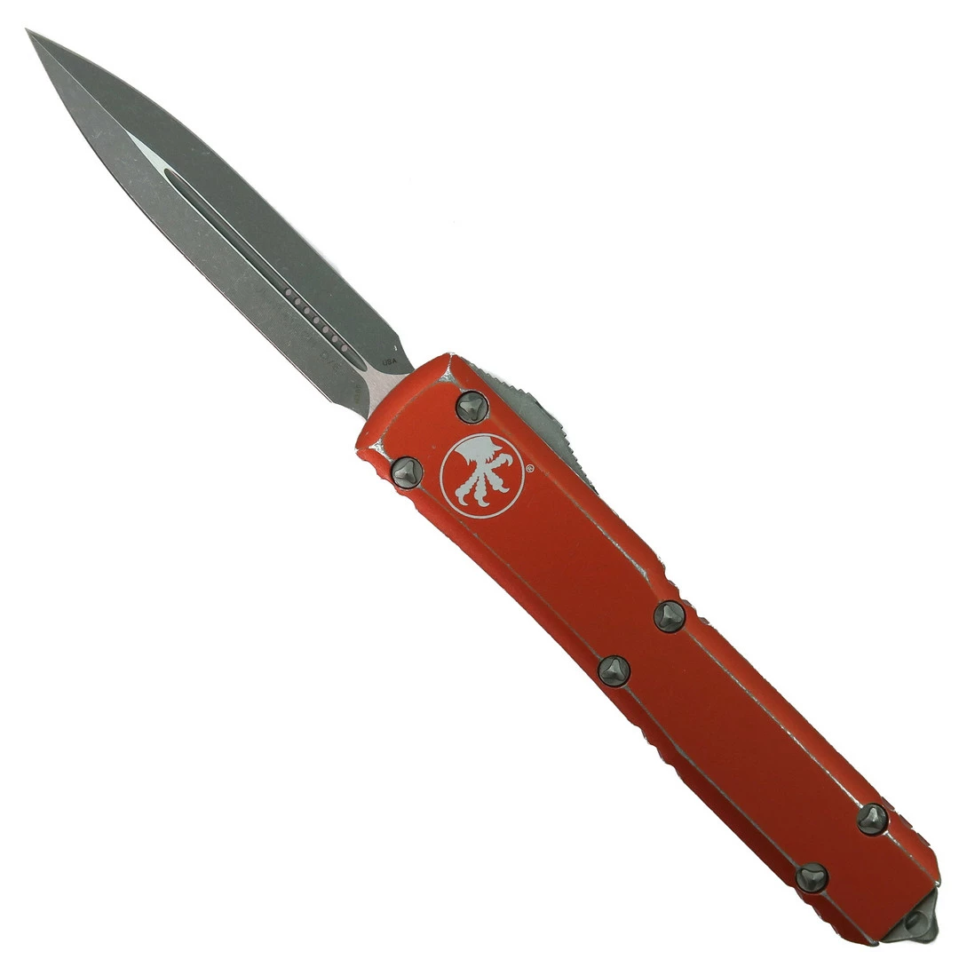 Microtech Distressed Orange Ultratech OTF Auto Knife, Apocalyptic Stonewash Blade 1 Microtech Distressed Orange Ultratech OTF Auto Knife, Apocalyptic Stonewash Blade