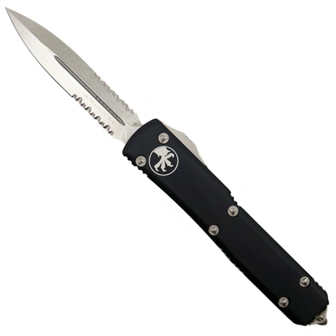 Microtech Contoured Ultratech D/E OTF Auto Knife, Stonewash Combo Blade 1 Microtech Contoured Ultratech D/E OTF Auto Knife, Stonewash Combo Blade