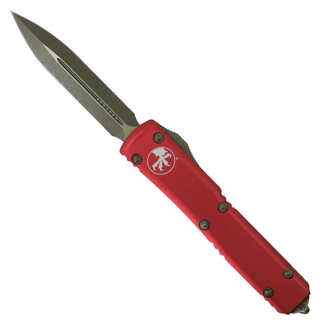 Microtech Red Ultratech OTF Auto Knife, Bronzed Dagger Blade 1 Microtech Red Ultratech OTF Auto Knife, Bronzed Dagger Blade