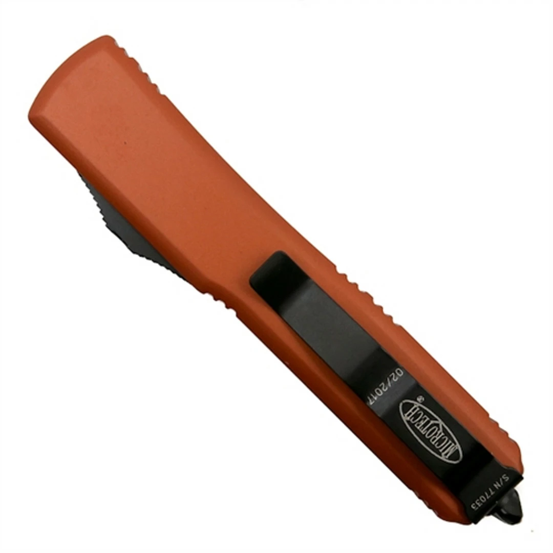 Microtech Orange Contoured Ultratech D/E OTF Auto Knife, Black Blade 2 Microtech Orange Contoured Ultratech D/E OTF Auto Knife, Black Blade - Image 2