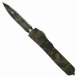 Microtech Signature Series Coyote Camo Ultratech OTF Auto Knife, Full-Serrated Blade