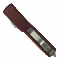 Alternative view of Microtech Merlot Ultratech OTF Auto Knife, Full Serrated Satin Dagger Blade