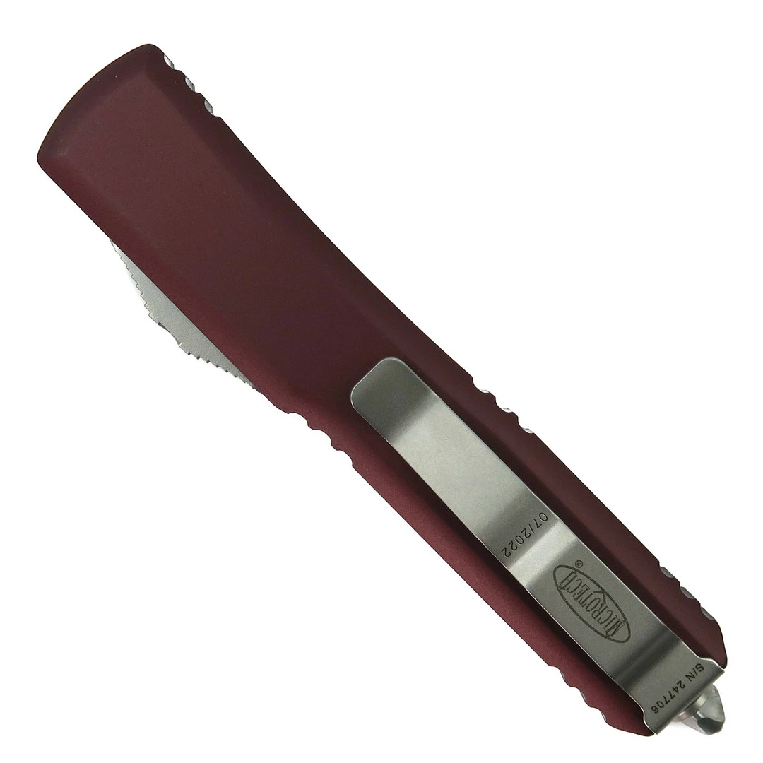 Microtech Merlot Ultratech OTF Auto Knife, Full Serrated Satin Dagger Blade 2 Microtech Merlot Ultratech OTF Auto Knife, Full Serrated Satin Dagger Blade - Image 2