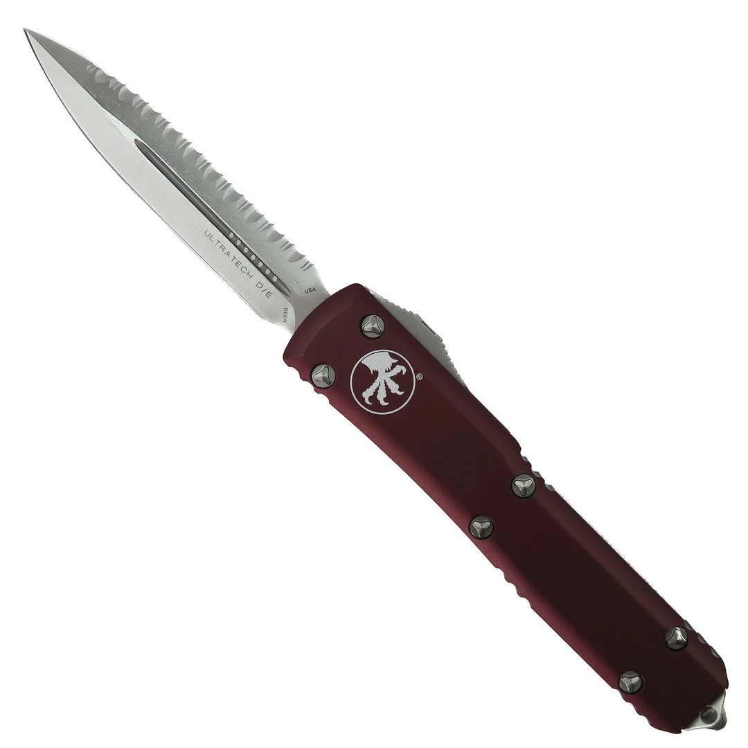 Microtech Merlot Ultratech OTF Auto Knife, Full Serrated Satin Dagger Blade 1 Microtech Merlot Ultratech OTF Auto Knife, Full Serrated Satin Dagger Blade