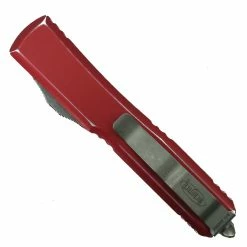 Alternative view of Microtech Distressed Red Ultratech OTF Auto Knife, Tanto Apocalyptic Blade