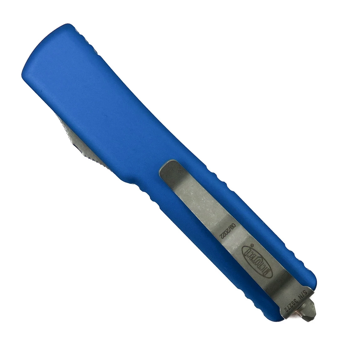 Microtech Blue UTX-70 OTF Auto Knife, Apocalyptic Dagger Blade 2 Microtech Blue UTX-70 OTF Auto Knife, Apocalyptic Dagger Blade - Image 2