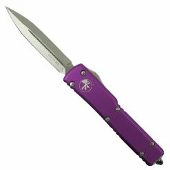 Microtech Violet UTX-70 OTF Auto Knife, Stonewash Dagger Blade