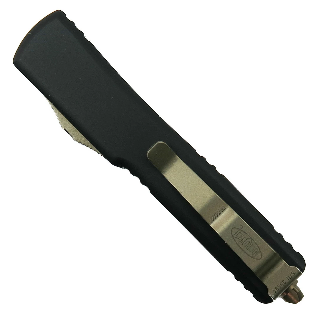 Microtech Black UTX-70 OTF Auto Knife, Bronze Dagger Blade 2 Microtech Black UTX-70 OTF Auto Knife, Bronze Dagger Blade - Image 2