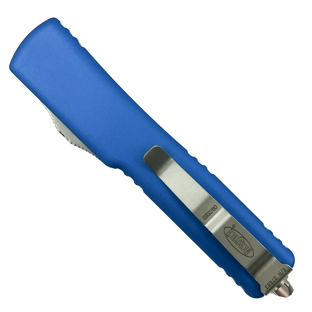 Microtech Blue UTX70 OTF Knife, Stonewash Plain Blade 2 Microtech Blue UTX70 OTF Knife, Stonewash Plain Blade - Image 2