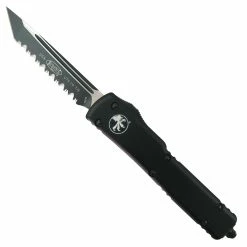 Microtech UTX70 OTF Auto Knife, Black Tanto Serrated Blade
