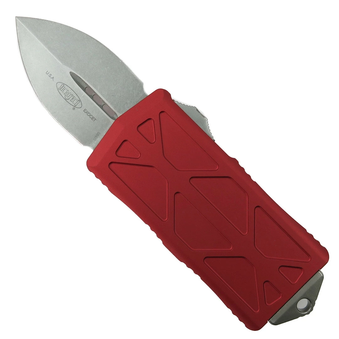 Microtech Red Exocet OTF Auto Knife, Stonewash Blade 1 Microtech Red Exocet OTF Auto Knife, Stonewash Blade