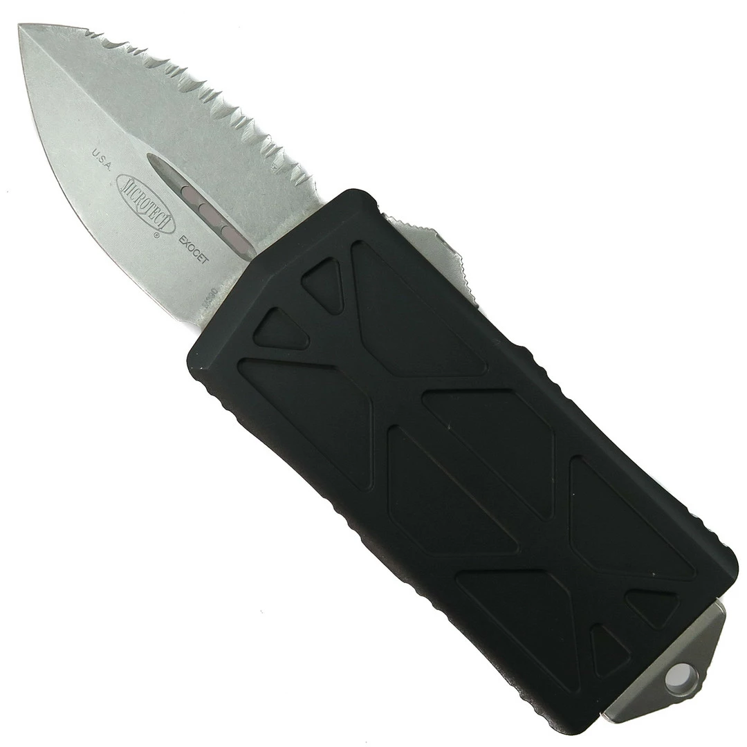Microtech Black Exocet OTF Auto Knife, Fully Serrated Dagger Blade 1 Microtech Black Exocet OTF Auto Knife, Fully Serrated Dagger Blade