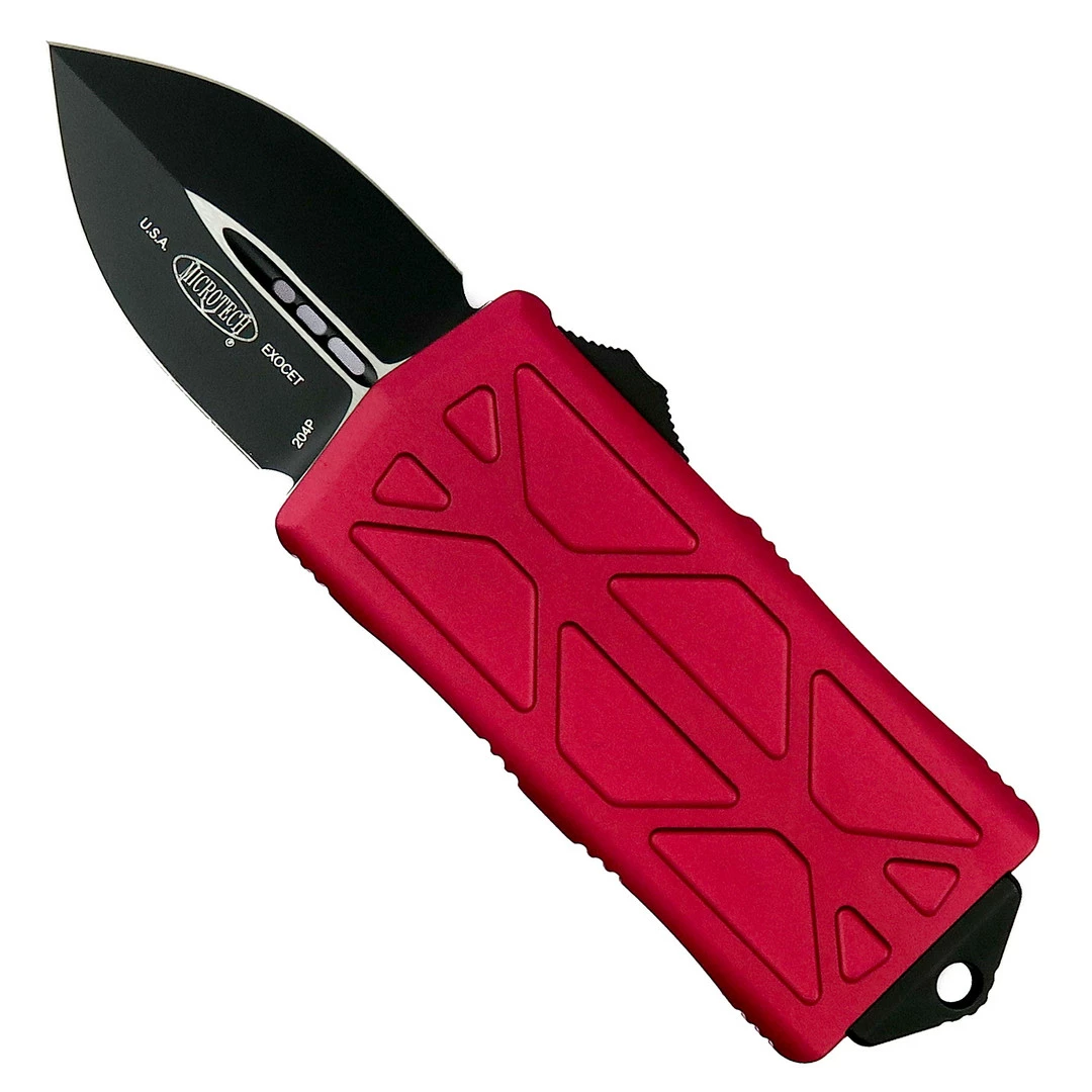 Microtech Red Exocet OTF Auto Knife, Black Blade 1 Microtech Red Exocet OTF Auto Knife, Black Blade