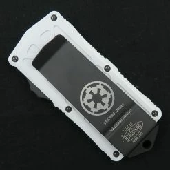 Alternative view of Microtech Storm Trooper Exocet OTF Auto Knife, Tanto Serrated Blade