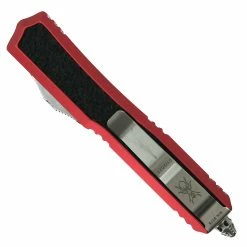 Alternative view of Microtech Signature Series Red Makora OTF Knife, Stonewash Dagger Blade
