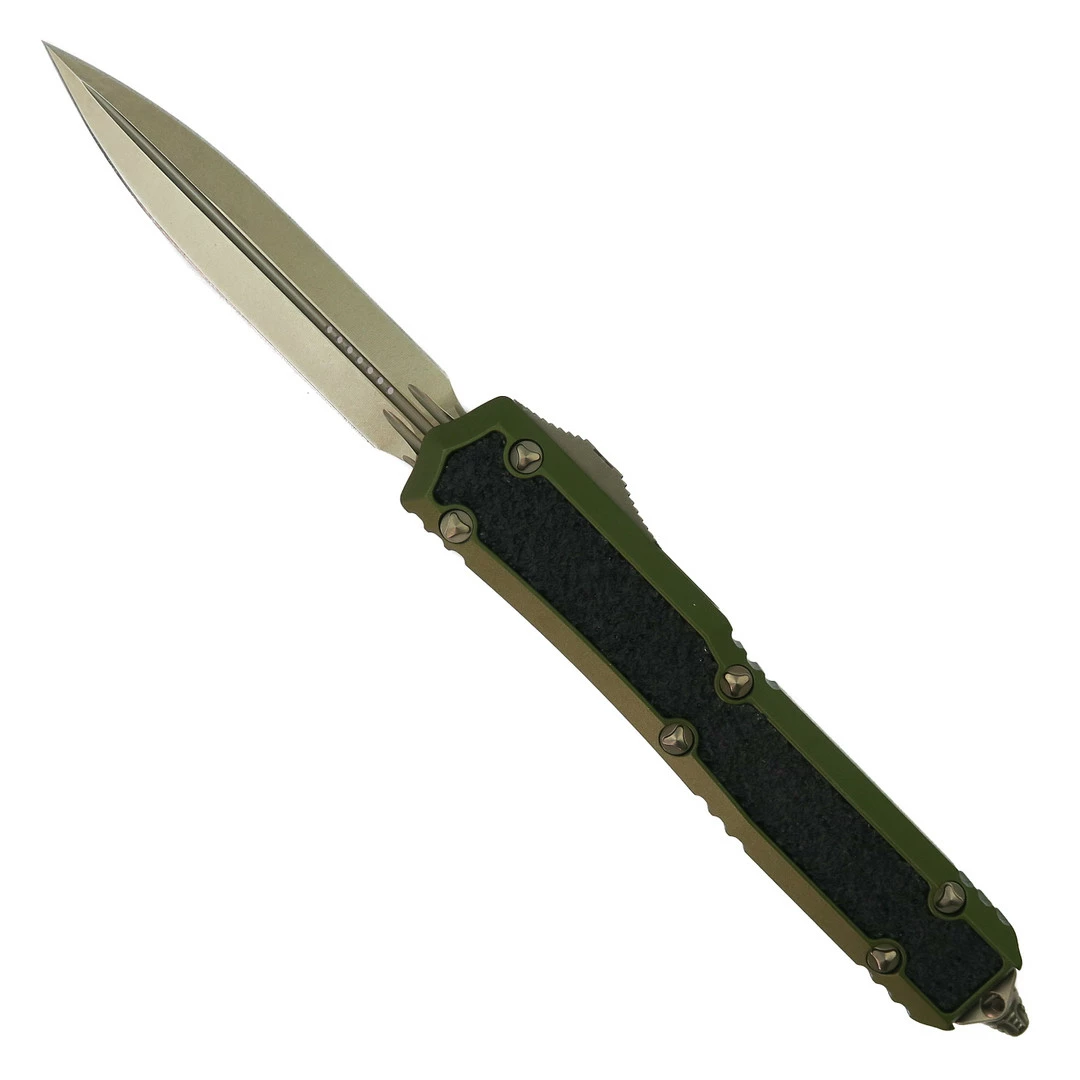 Microtech Signature Series OD Green Makora OTF Knife, Bronzed Dagger Blade 1 Microtech Signature Series OD Green Makora OTF Knife, Bronzed Dagger Blade