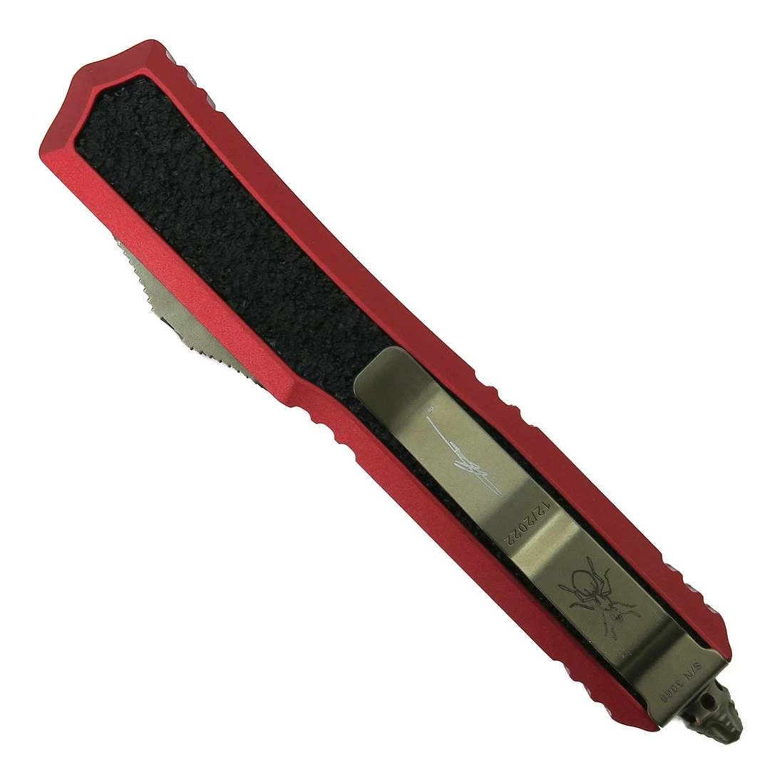 Microtech Signature Series Red Makora OTF Knife, Bronzed Dagger Blade 2 Microtech Signature Series Red Makora OTF Knife, Bronzed Dagger Blade - Image 2