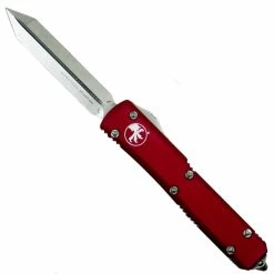 Microtech Red Ultratech Spartan OTF Auto Knife, Stonewash Blade