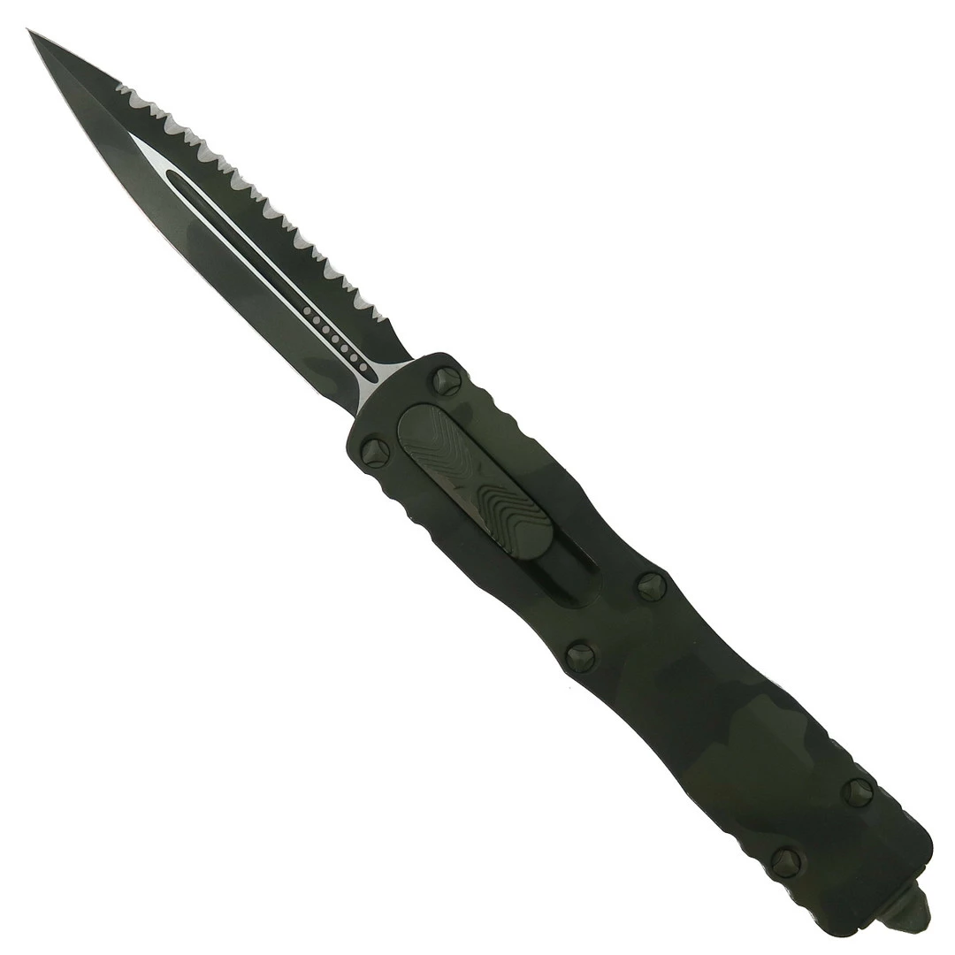 Microtech Signatures Series Olive Camo Dirac Dagger OTF Knife, Dagger Blade 1 Microtech Signatures Series Olive Camo Dirac Dagger OTF Knife, Dagger Blade