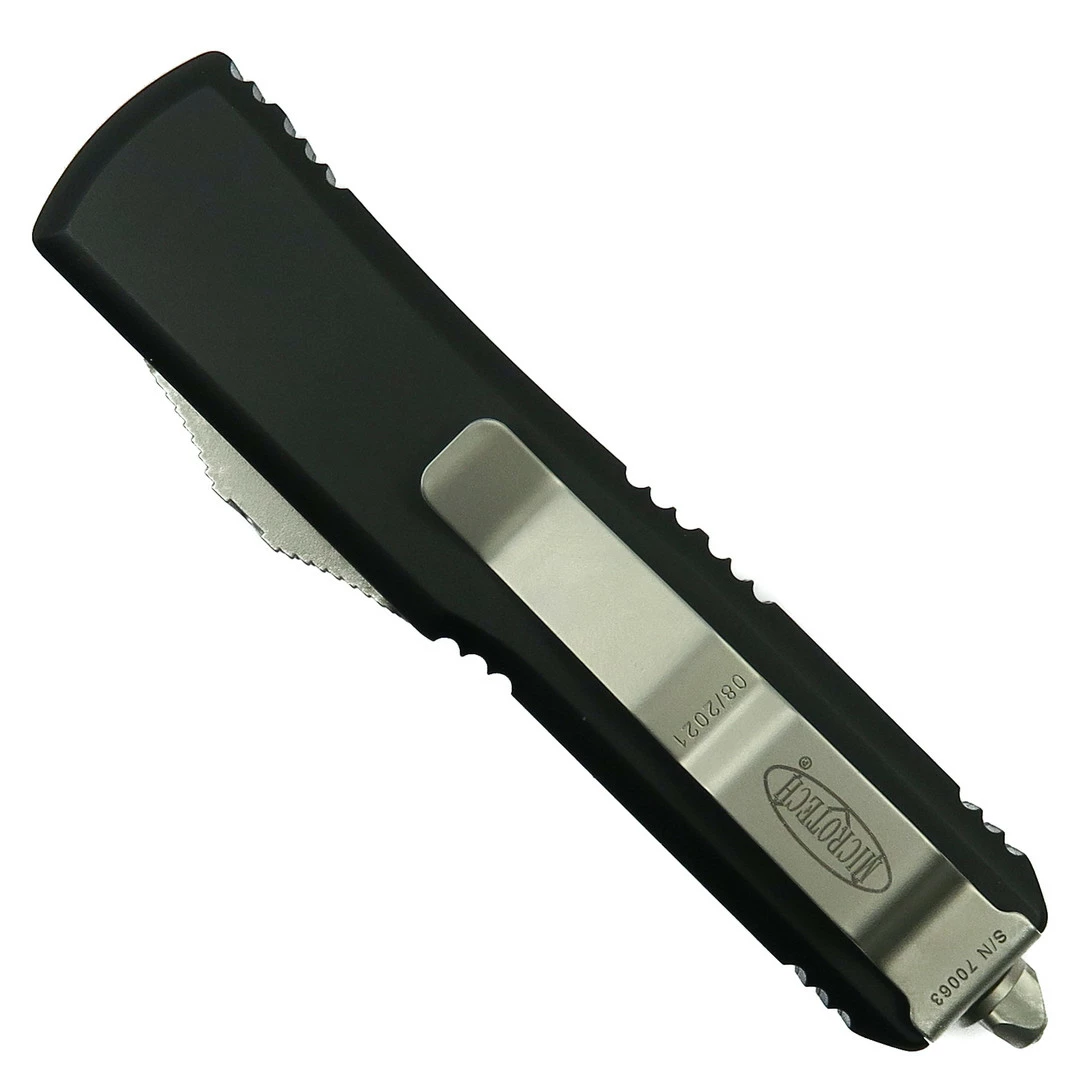 Microtech Black UTX-85 OTF Auto Knife, Tanto Stonewash Blade 2 Microtech Black UTX-85 OTF Auto Knife, Tanto Stonewash Blade - Image 2