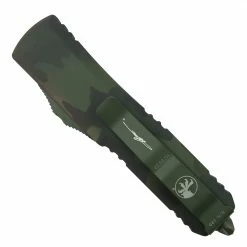Alternative view of Microtech Signature Series Olive Camo UTX-85 OTF Auto Knife, Serrated Tanto Blade