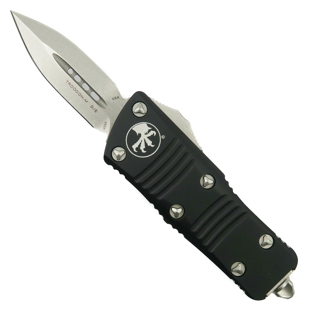 Microtech Mini Troodon CA Legal OTF Auto Knife, Dagger Stonewash Blade 1 Microtech Mini Troodon CA Legal OTF Auto Knife, Dagger Stonewash Blade