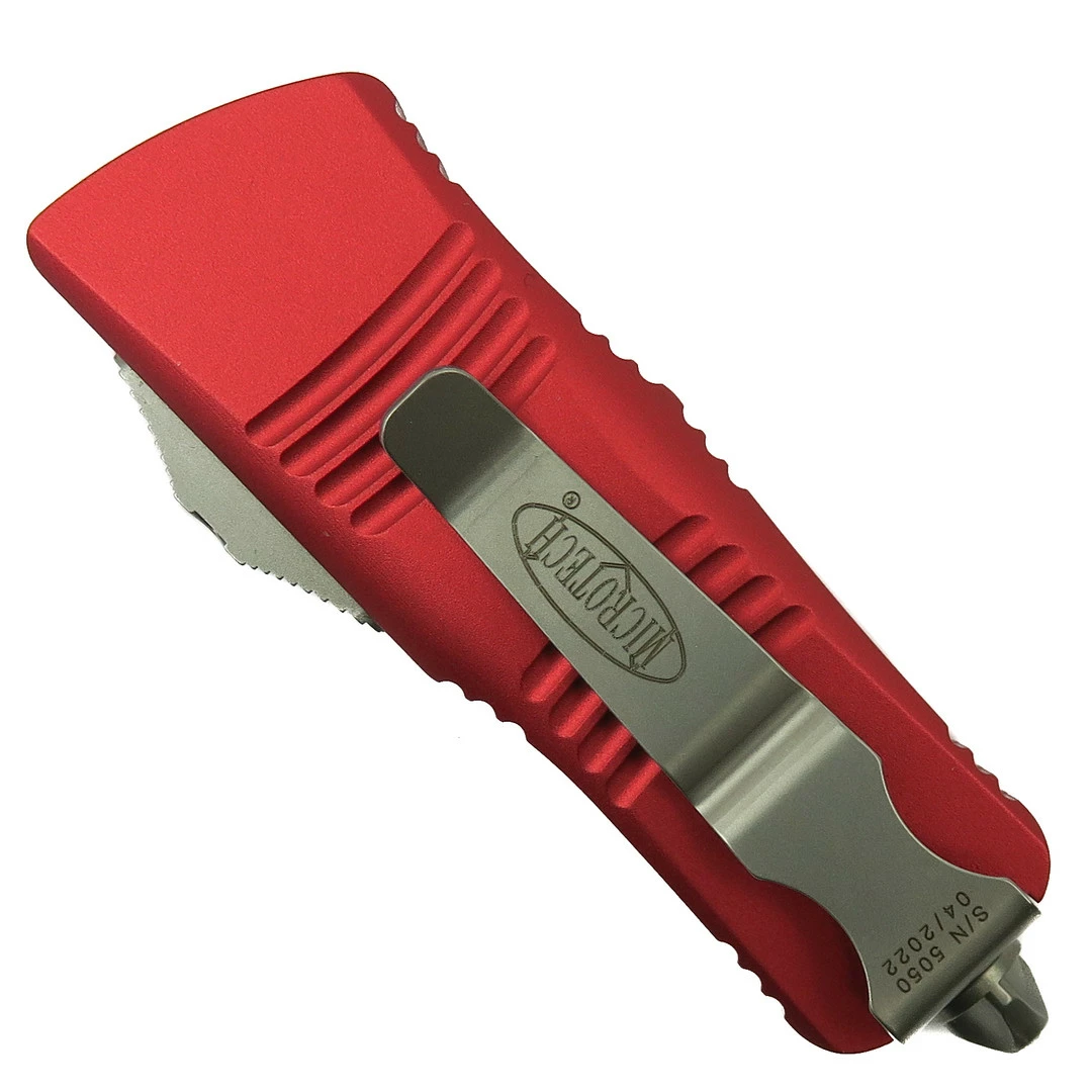 Microtech Red Mini Troodon CA Legal OTF Auto Knife, Dagger Stonewash Blade 2 Microtech Red Mini Troodon CA Legal OTF Auto Knife, Dagger Stonewash Blade - Image 2