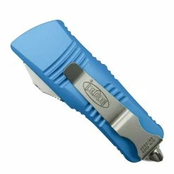 Alternative view of Microtech Turquoise Mini Troodon CA Legal OTF Auto Knife, Dagger Stonewash Blade