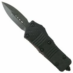 Microtech Signature Series Carbon Fiber Mini Troodon CA Legal OTF Auto Knife, Damascus Blade