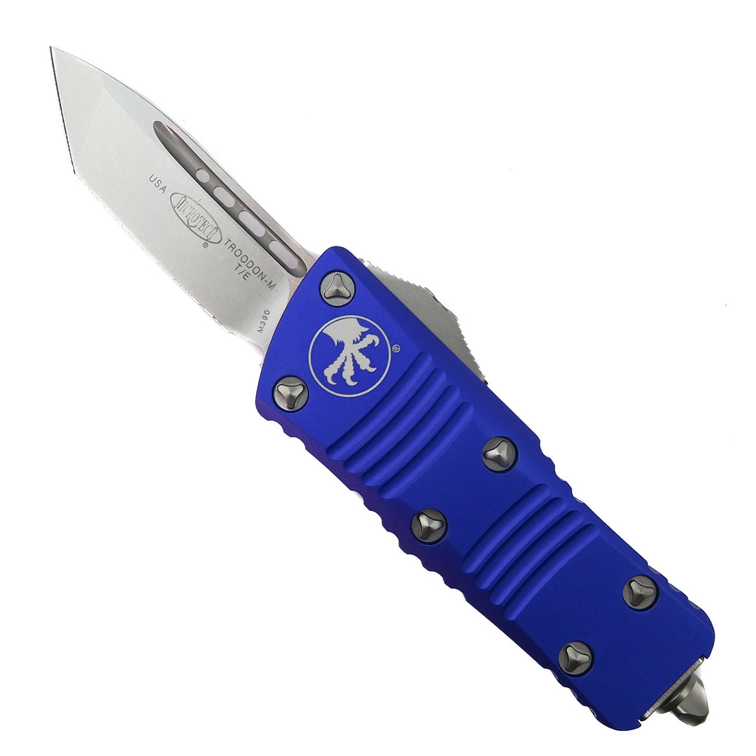 Microtech Purple Mini Troodon OTF Auto Knife, Tanto Stonewash Blade 1 Microtech Purple Mini Troodon OTF Auto Knife, Tanto Stonewash Blade