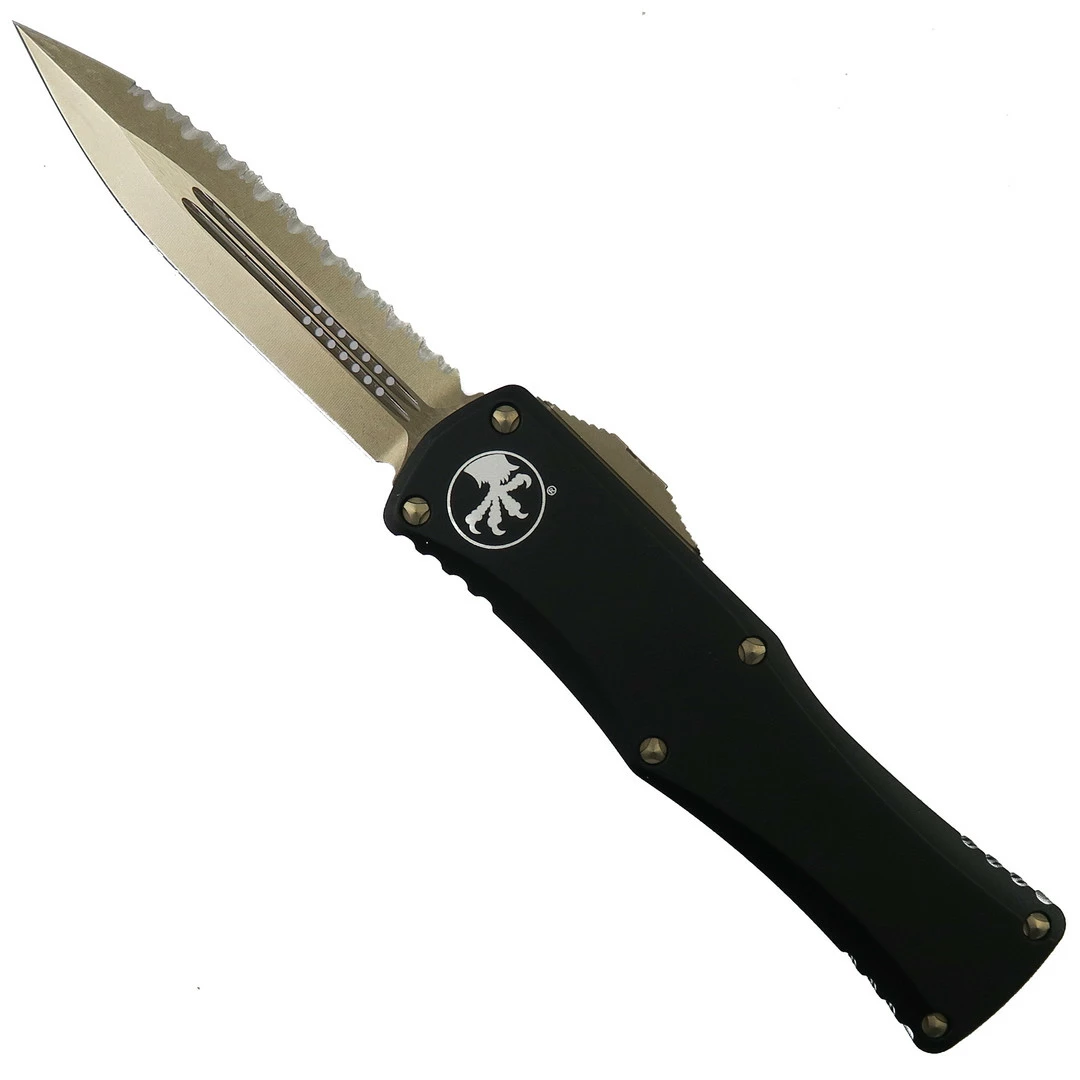 Microtech Hera OTF Knife, Bronzed Fully Serrated Dagger Blade 1 Microtech Hera OTF Knife, Bronzed Fully Serrated Dagger Blade