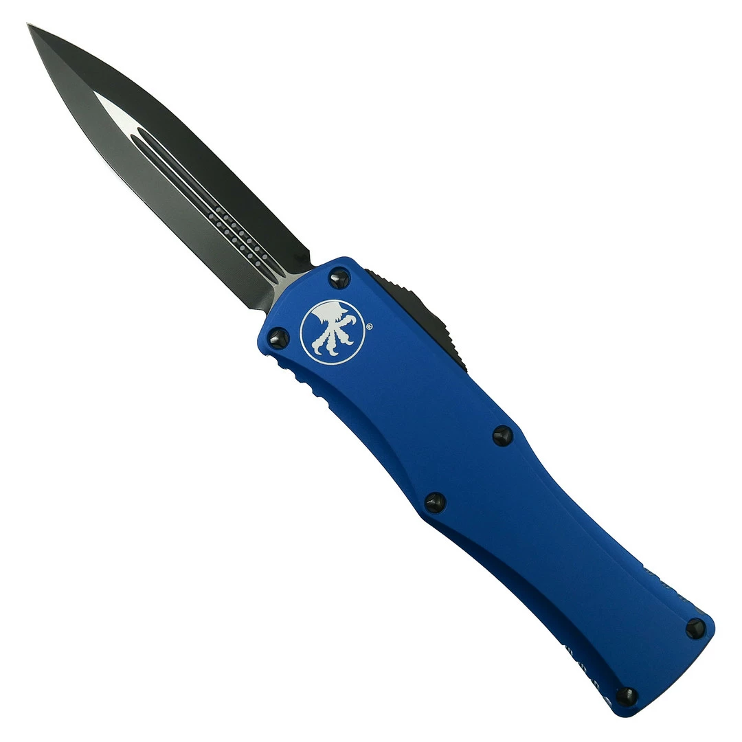 Microtech Blue Hera OTF Knife, DLC Black Dagger Blade 1 Microtech Blue Hera OTF Knife, DLC Black Dagger Blade
